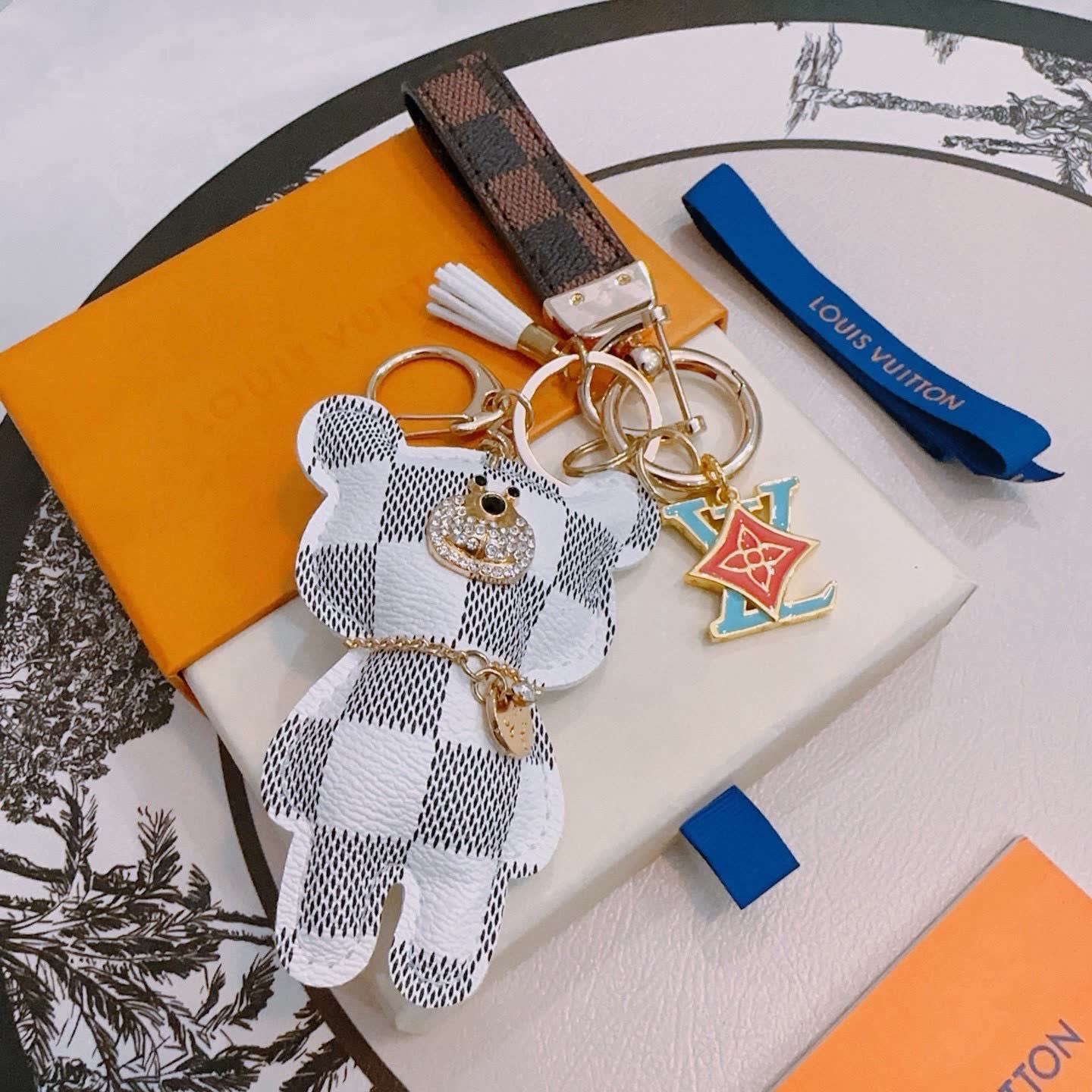 Louis Vuitton Keychain with Bear Charm